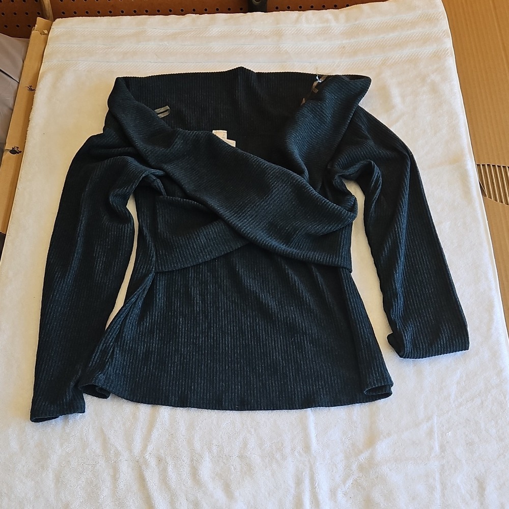 Bluebell Dark Blue Knit Off‎ Shoulder Long Sleeve Blouse Size 2XL